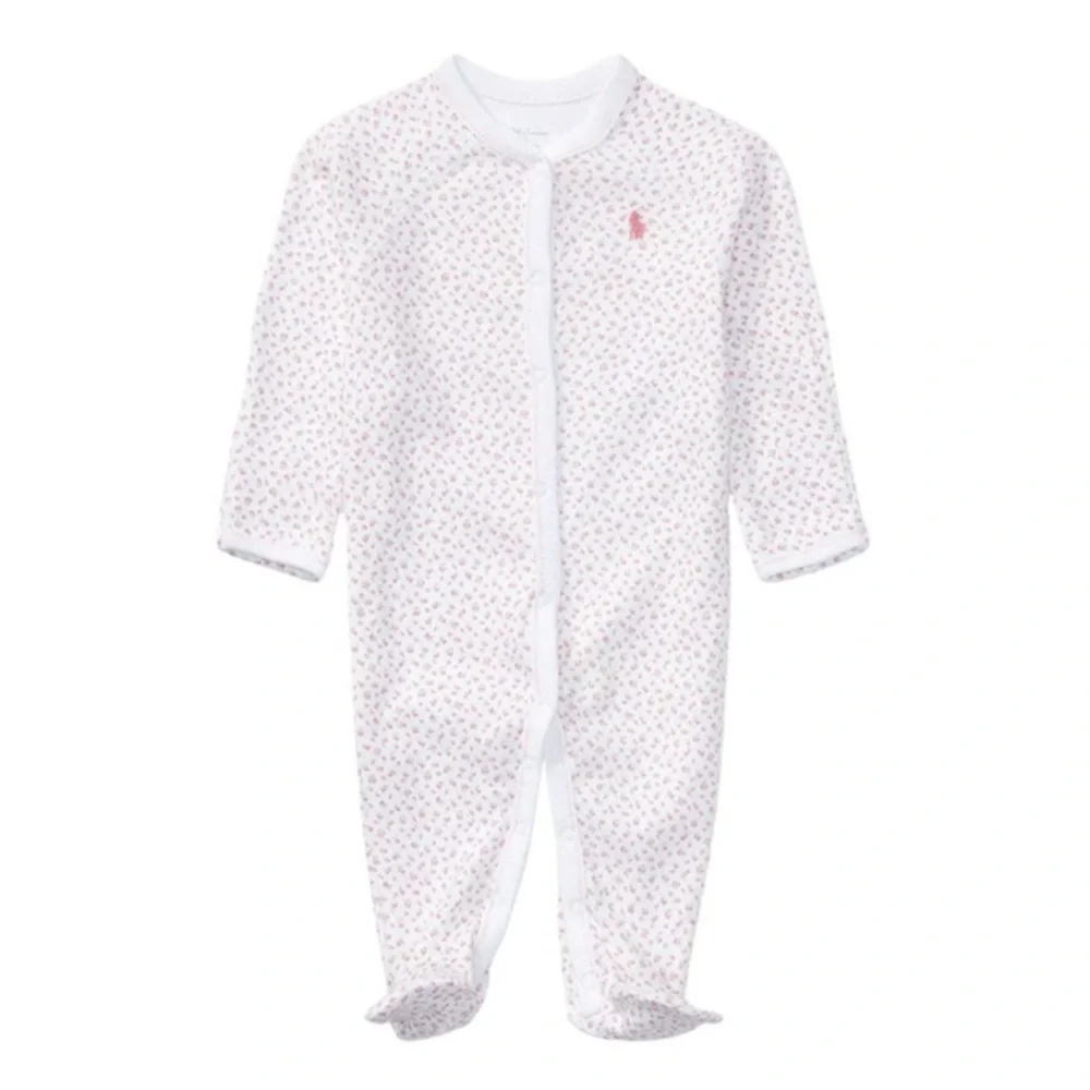 RALPH LAUREN BABY GIRL FLORAL COTTON COVERALL